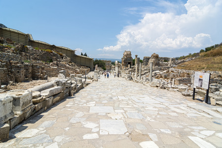 Marble road.The ancient city of Ephesus (Efes in Turkish) located near Selcuk town of Izmir Turkey.の写真素材
