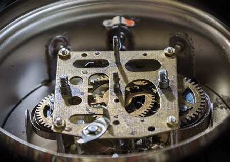 close-up antique clock mechanismの写真素材