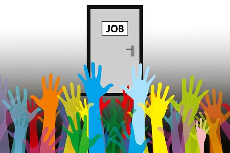 unemployment concept- one person job, many applicantsの写真素材