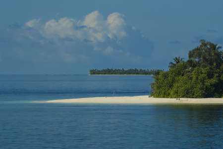 Beautiful tropical Maldives resort hotel and island with beach and sea ...の写真素材