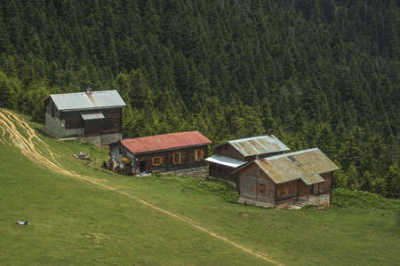 Sal Plateau, highland houses. Kackar Mountains National Park. Rize, Turkey.の写真素材
