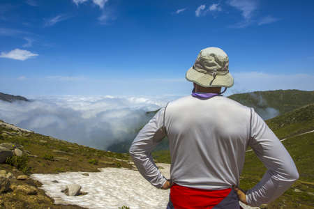 Trekking, hiking activities.Transition from Palovit Plateau to Samistal, Rize Turkey.