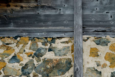 Stone wall and wood background. Safranbolu, Turkey.の写真素材
