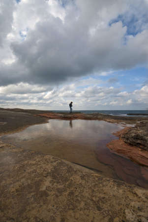 Kerpe Rocks and Pink Rocks. Amazing sunset view on the beach made up of different rock shapes. Colorful fine art image. Giant rocks on the beach. Kerpe, Kocaeli Izmit, Turkey.の写真素材