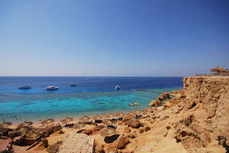 Sharm el sheikh beach. Red Sea coastline in Sharm El Sheikh, Egypt, Industrialの写真素材