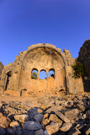 Byzantine Chapel, Gemiler island St Nicholas island, around Fethiye ...Mugla, Turkey.の写真素材