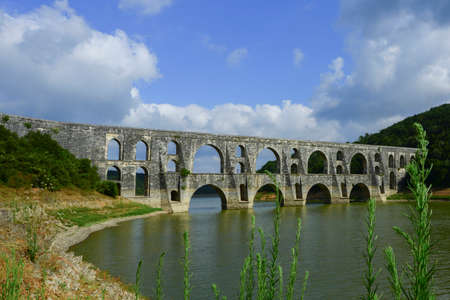 The Maglova Aqueduct built by Master Ottoman Architect Sinan Istanbul Turkeyの写真素材