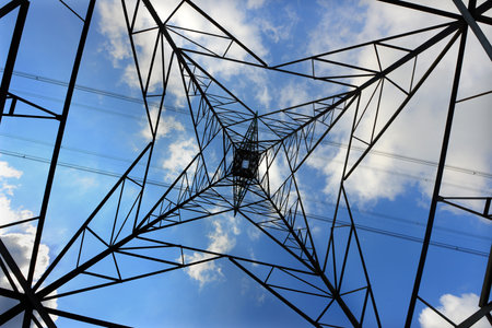 high voltage line, cloudy background