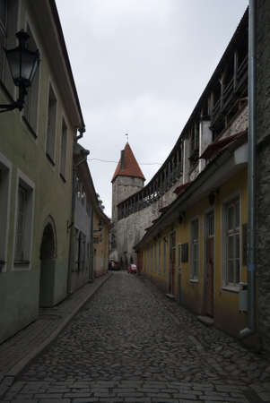 Street views, historical buildings from Estonia's old town.の写真素材