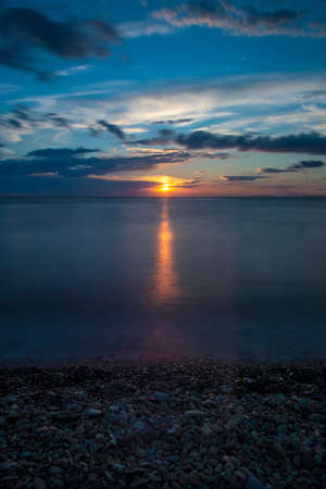 Sunset by the sea. long exposure. Galippoli, Canakkale Turkey.の写真素材