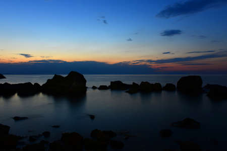 Sunset by the sea. long exposure. Galippoli, Canakkale Turkey.の写真素材