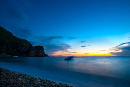 Sunset by the sea. long exposure. Galippoli, Canakkale Turkey.の写真素材