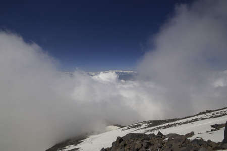 View of the clouds from the summit of Mount Etna, Sicily