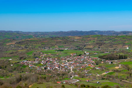 Panoramic view of a village landscapeの写真素材