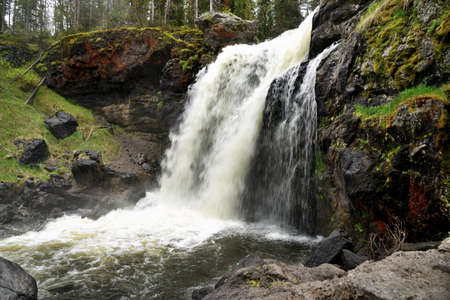 Moose Falls in Yellowstone National Park. Small waterfall near the southern park gates of...