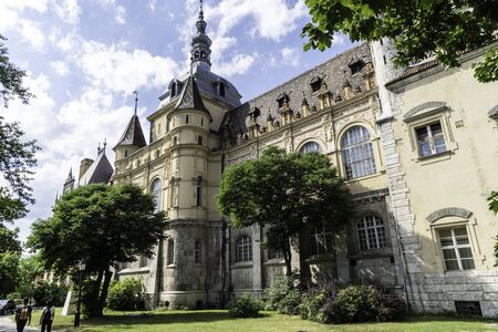 Budapest, Hungary - July 04, 2019: The Vajdahunyad castle, built to celebrate the Millennium, perfectly illustrates the different architectural styles that characterize Hungary. It is partly inspired by the castle of Honedoara (Transylvania, Romania).のeditorial素材