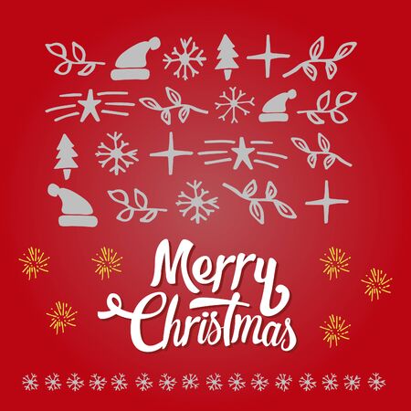 Merry Christmas Hand Drawn Text Font Type Composition