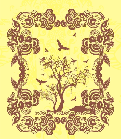 tree and birds のイラスト素材
