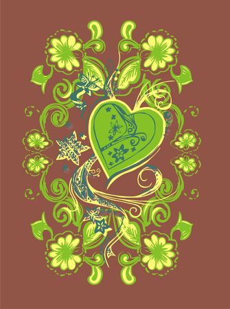 floral heart frame のイラスト素材