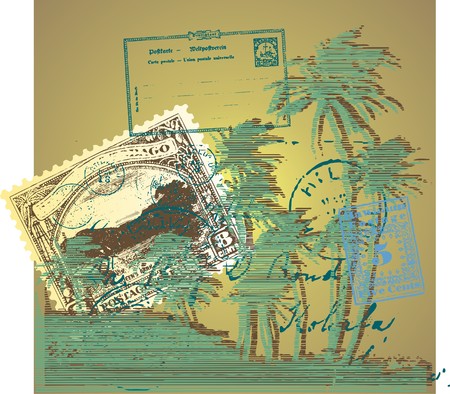  summer post  のイラスト素材