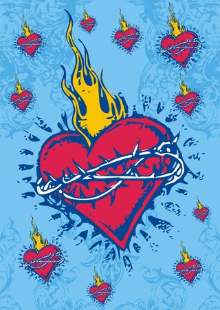  hot heart のイラスト素材