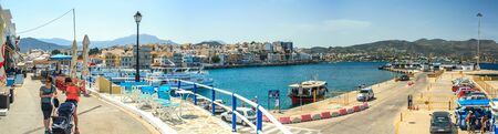 Agios Nikolaos, Greece, Crete - 05/23/2015: Panorama of the city with a view of the portのeditorial素材