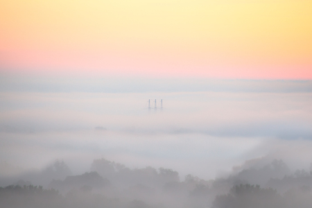 Very early morning. Do not drowned in a dense fog.の写真素材