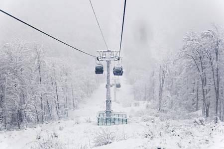 View of the cable car in winter