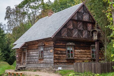 old wooden house in kurpie, Polandのeditorial素材