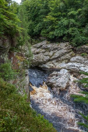 Findhorn river flowing through Highlandsの写真素材