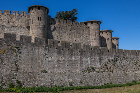 part of fortification of medieval city La Cite in Carcassonneのeditorial素材