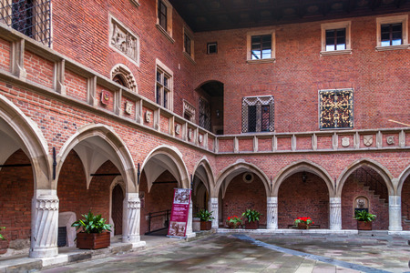 Courtyard of Collegium Maius of Jagiellon University in Krakowのeditorial素材