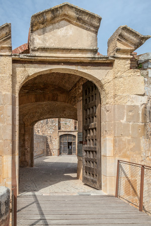 a entry gate to the fort de Salses in France on a sunny dayのeditorial素材