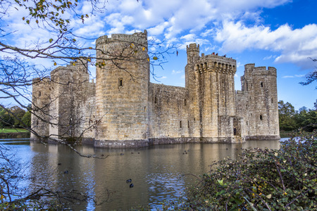Bodiam Castle in East Sussex England on a sunny autumn dayのeditorial素材