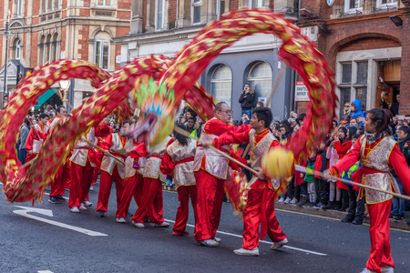 Chinese New Year celebration and parade in 2018 in London, UKのeditorial素材