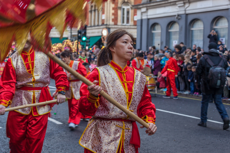 Chinese New Year celebration and parade in 2018 in London, UKのeditorial素材