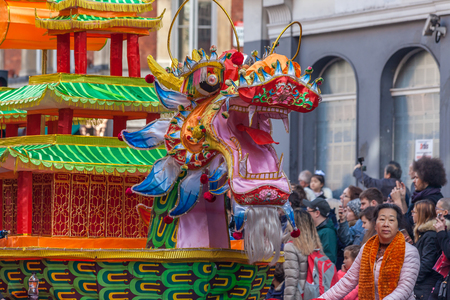 Chinese New Year celebration and parade in 2018 in London, UKのeditorial素材