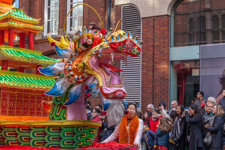Chinese New Year celebration and parade in 2018 in London, UKのeditorial素材