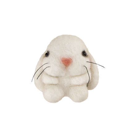 Handmade bunny felted of wool isolated on white background.の写真素材