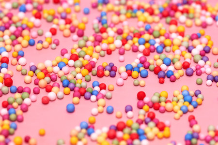 Small multicolored polyfoam balls, theme of holidays and birthdays, backdrop.の写真素材
