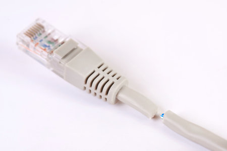 Cut Internet cable, close-up, wired and wireless connection.