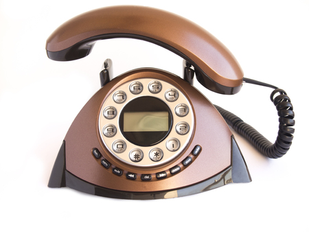 Isolated brown home telephoneの写真素材