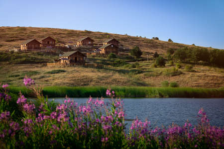 Turkey Cankiri Yaprakli plateau landscape. It is a forested area that can be visited for relaxation purposes.の写真素材