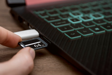 memory card inserted into the computer.