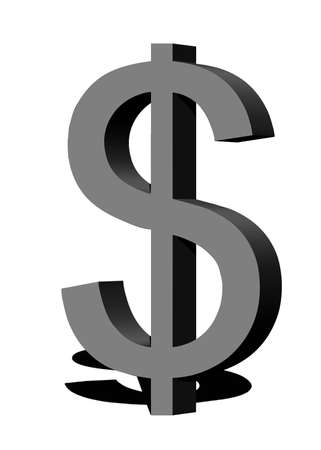 3d rendered dollar symbol with black and white colorsの写真素材