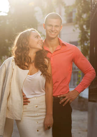 Fashion photo of sexy elegant couple in the tender passionの写真素材