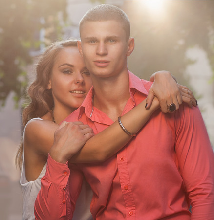 Fashion photo of sexy elegant couple in the tender passionの写真素材