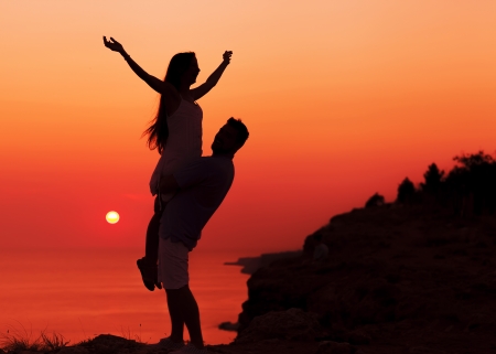 silhouette couple in loveの写真素材