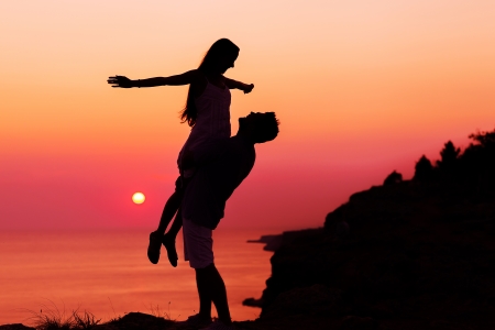 silhouette couple in loveの写真素材