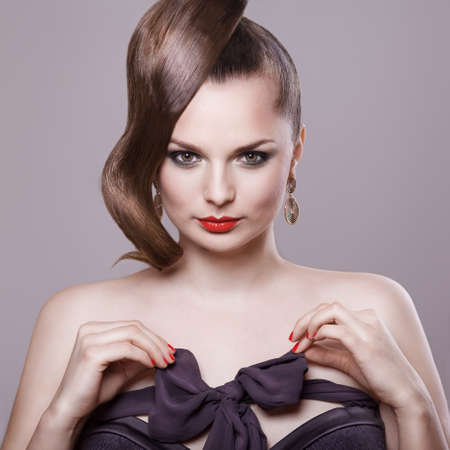 vogue style portrait of beautiful delicate woman